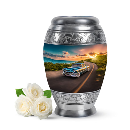 Blue Car Blessing Cremation Urns for Human Ashes - 10-inch, 200 cu in - Yatskia