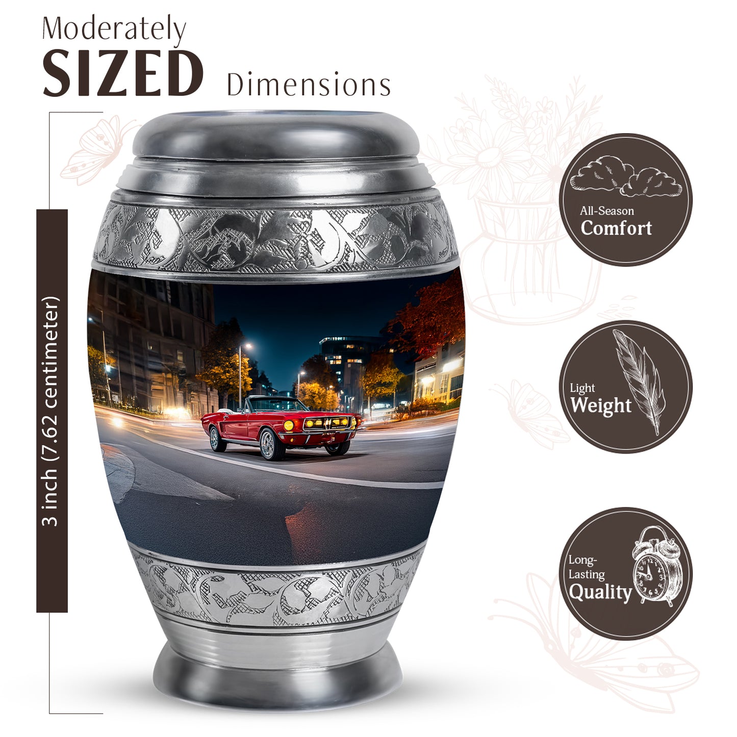 Pastel Blue Car Cremation Urn lifestyle display on memorial shelf - regal car design with crown-inspired accents - mini keepsake memorial for portion of cremation ashes
