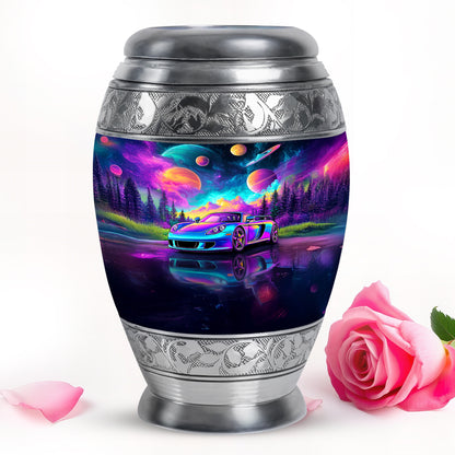 Personalized Blue Sovereign Car Cremation Urns for Human Ashes - 10-inch, 200 cu in - Yatskia