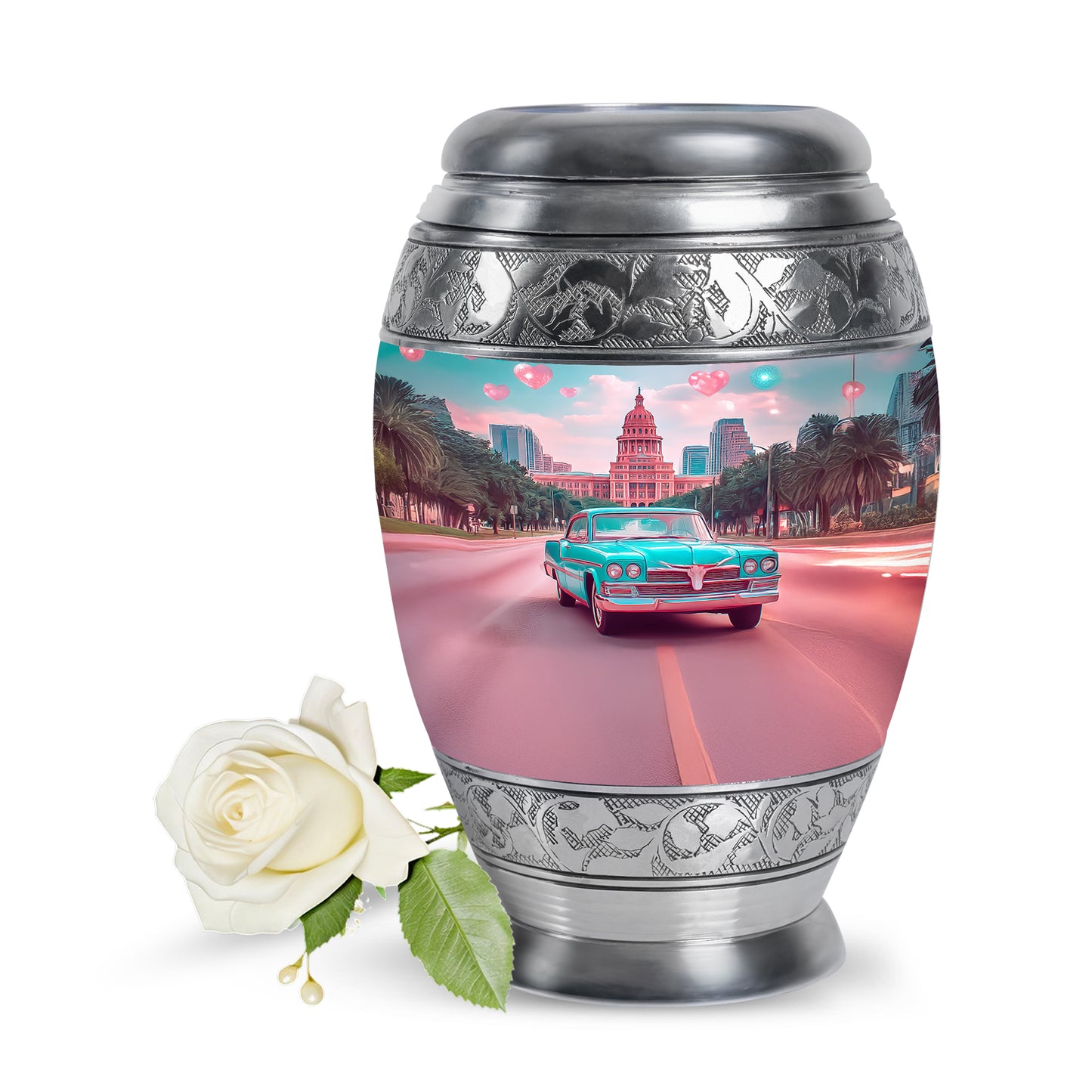 Teal Car Cremation Urns - Imperial Journey 10-inch, 200 cu in - Yatskia