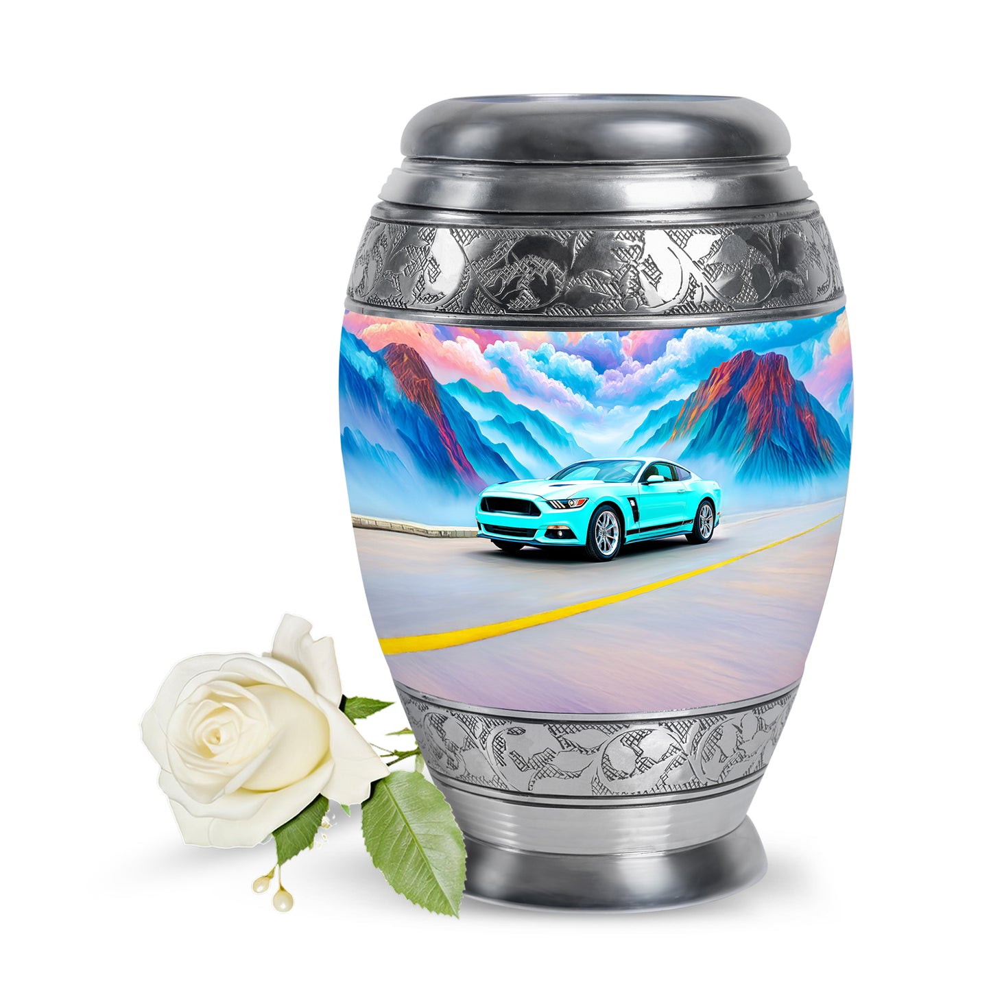 Personalized Car Cremation Urns - Pristine Teal 10-inch, 200 cu in - Yatskia