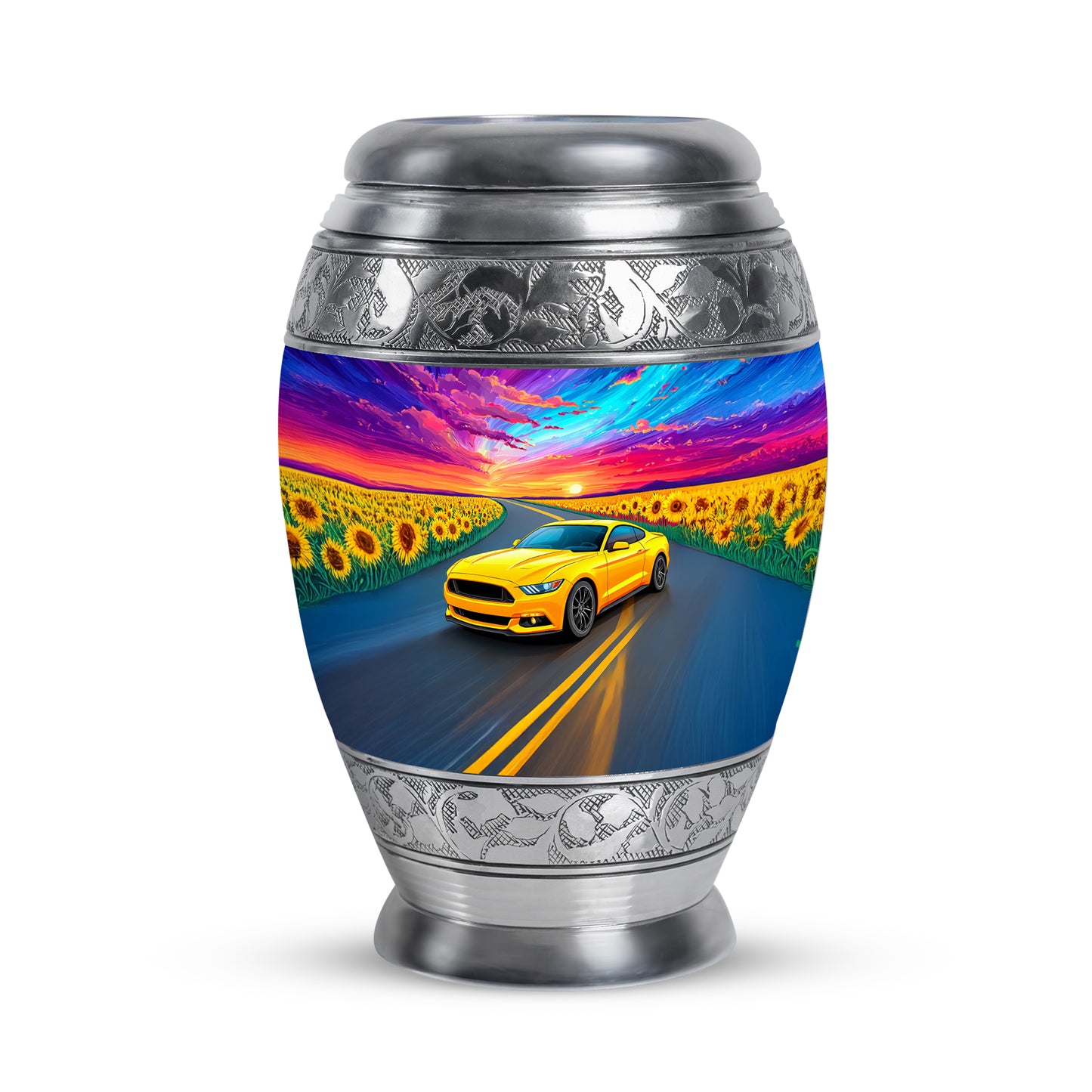 Dignified Blue Car Cremation Urn for Ashes - 10-inch, 200 cu in - Yatskia