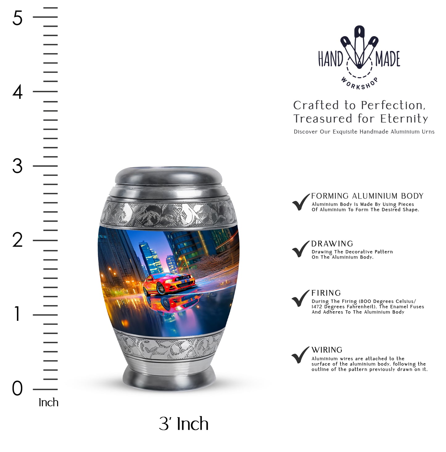 Pastel Blue Car Cremation Urn lifestyle display on memorial shelf - regal car design with crown-inspired accents - mini keepsake memorial for portion of cremation ashes