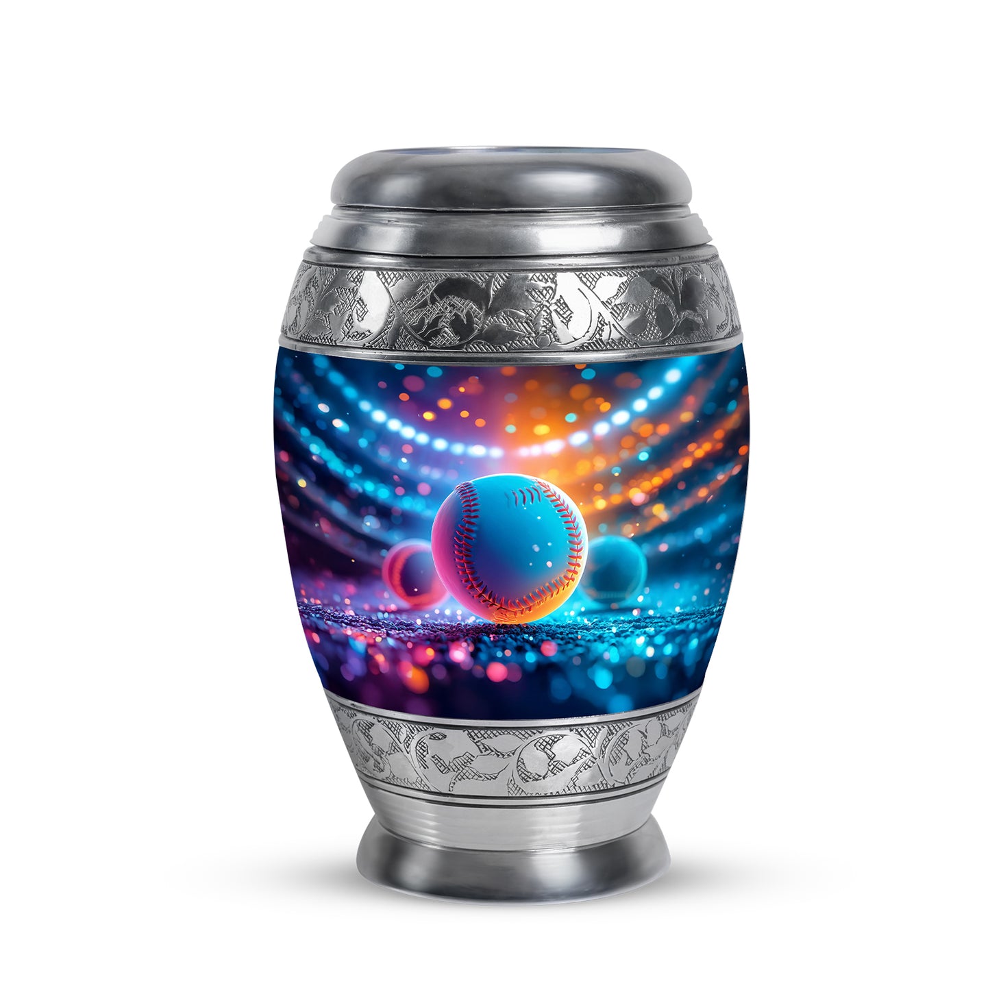Stunning Blue Baseball Sanctuary Urn for Human Ashes - 10-inch, 200 cu in - Yatskia