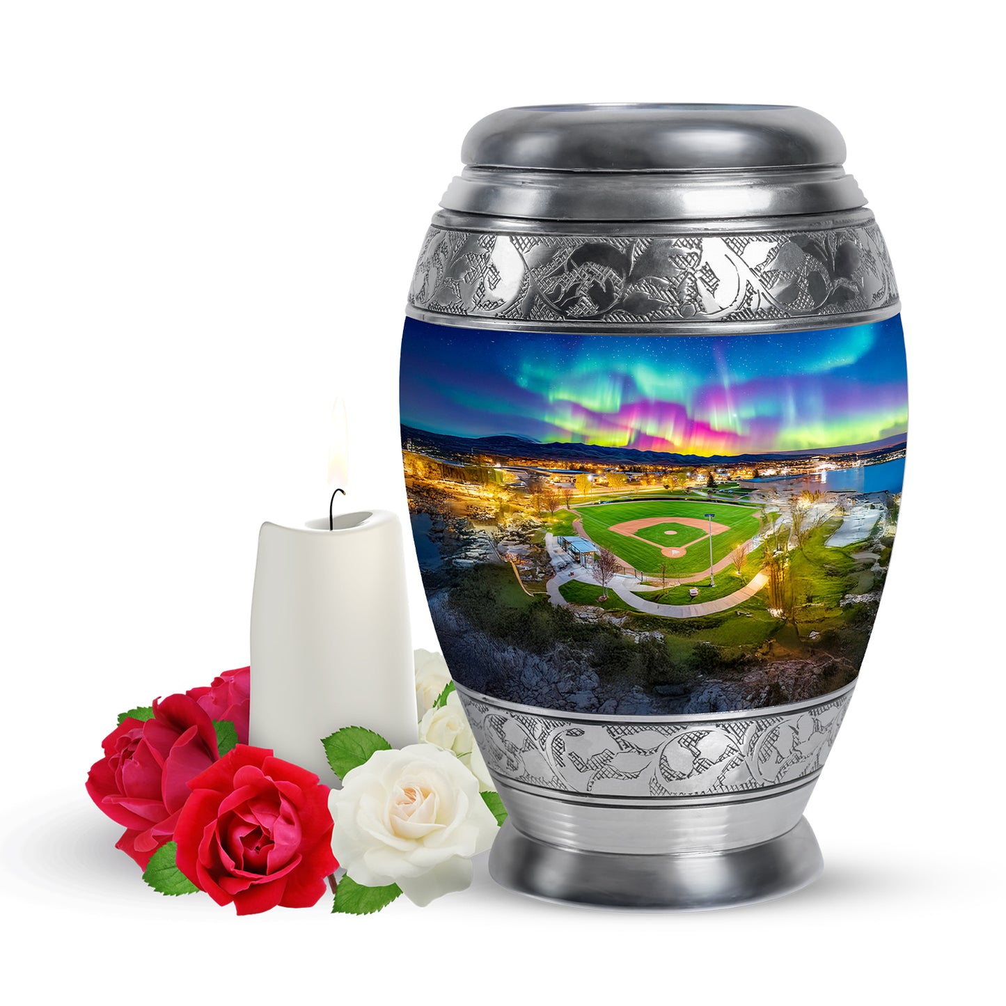Personalized Blue Sovereign Baseball Cremation Urns for Human Ashes - 10-inch, 200 cu in - Yatskia
