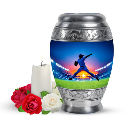 Blue Baseball Cremation Urns - Glorious Celebration 10-inch, 200 cu in - Yatskia
