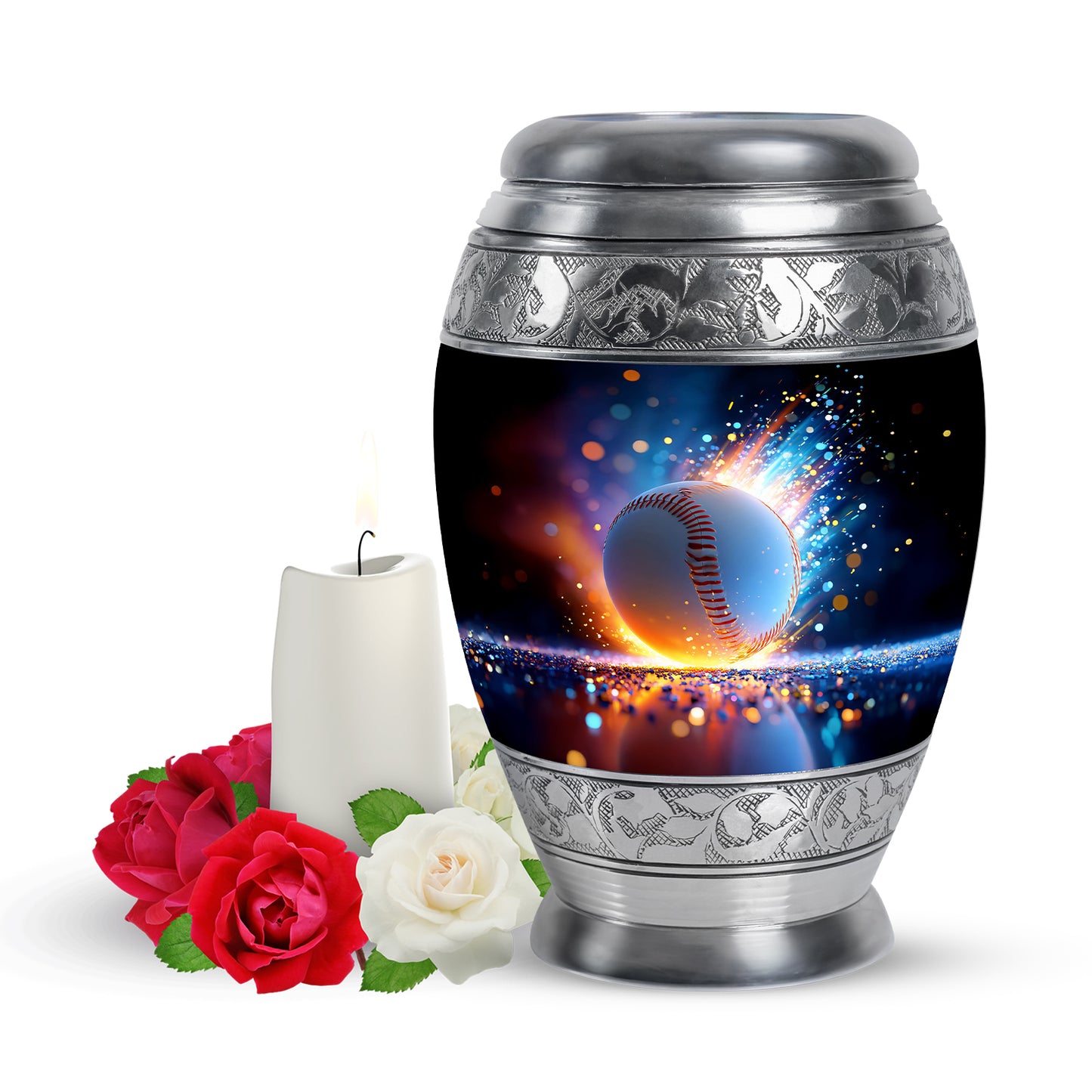Personalized Seraphic Baseball Cremation Urns - Blue 10-inch, 200 cu in - Yatskia