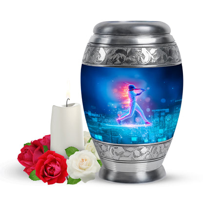 Luminous Blue Baseball Honor Urn for Human Ashes - 10-inch, 200 cu in - Yatskia
