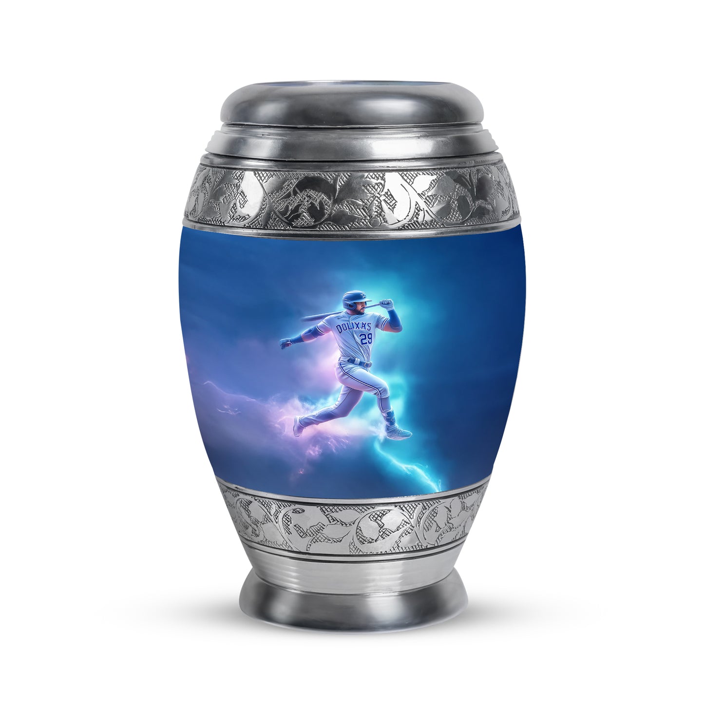 Blue Serene Baseball Memorial Urn for Ashes - 10-inch, 200 cu in - Yatskia