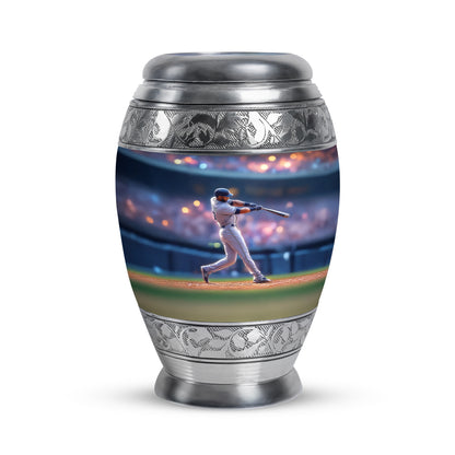 Graceful Blue Baseball Memorial Urn for Human Ashes - 10-inch, 200 cu in - Yatskia
