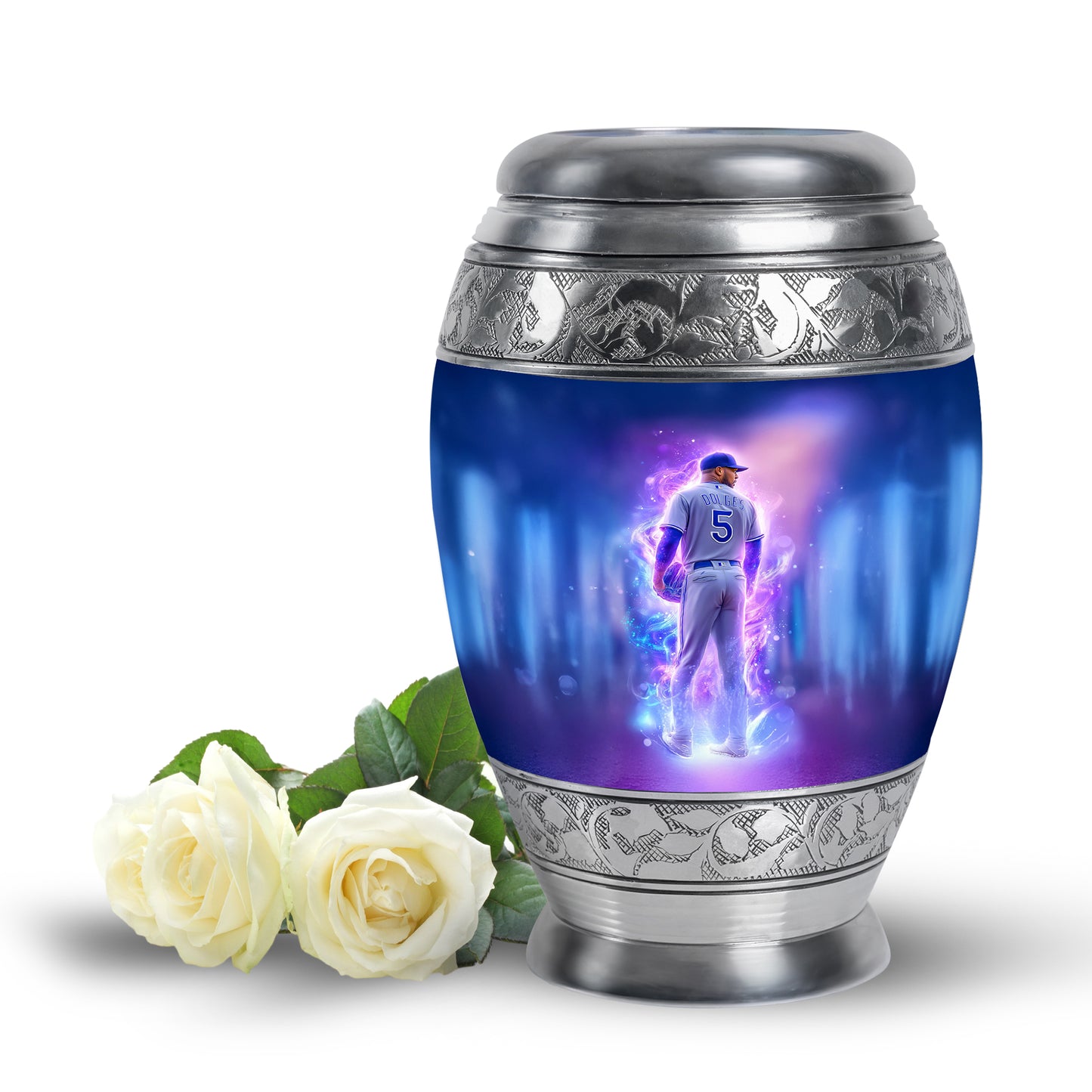 Personalized Blue Baseball Cremation Urns for Ashes - Enchanting 10-inch - Yatskia