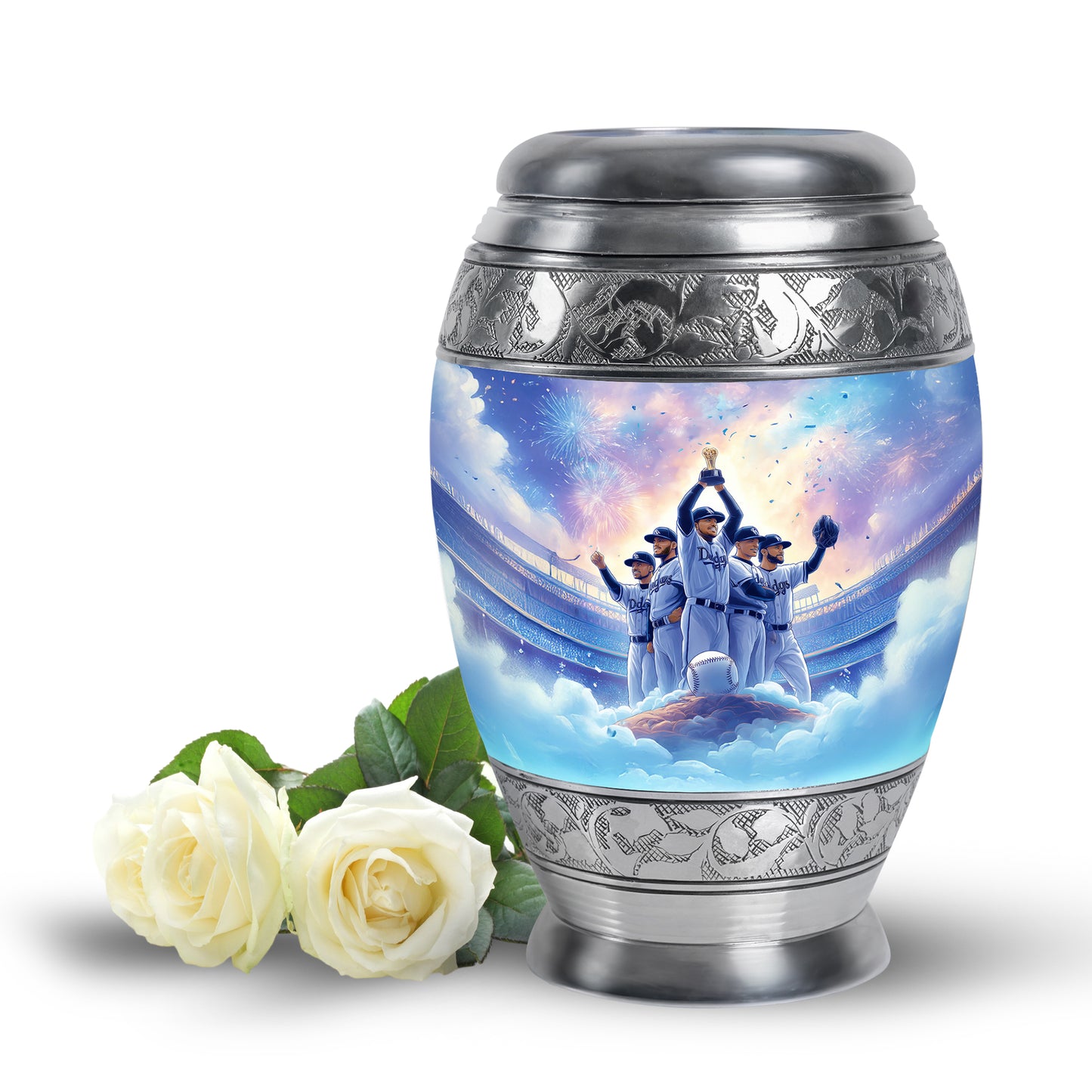 Personalized Elegant Baseball Cremation Urns - Purple 10-inch, 200 cu in - Yatskia