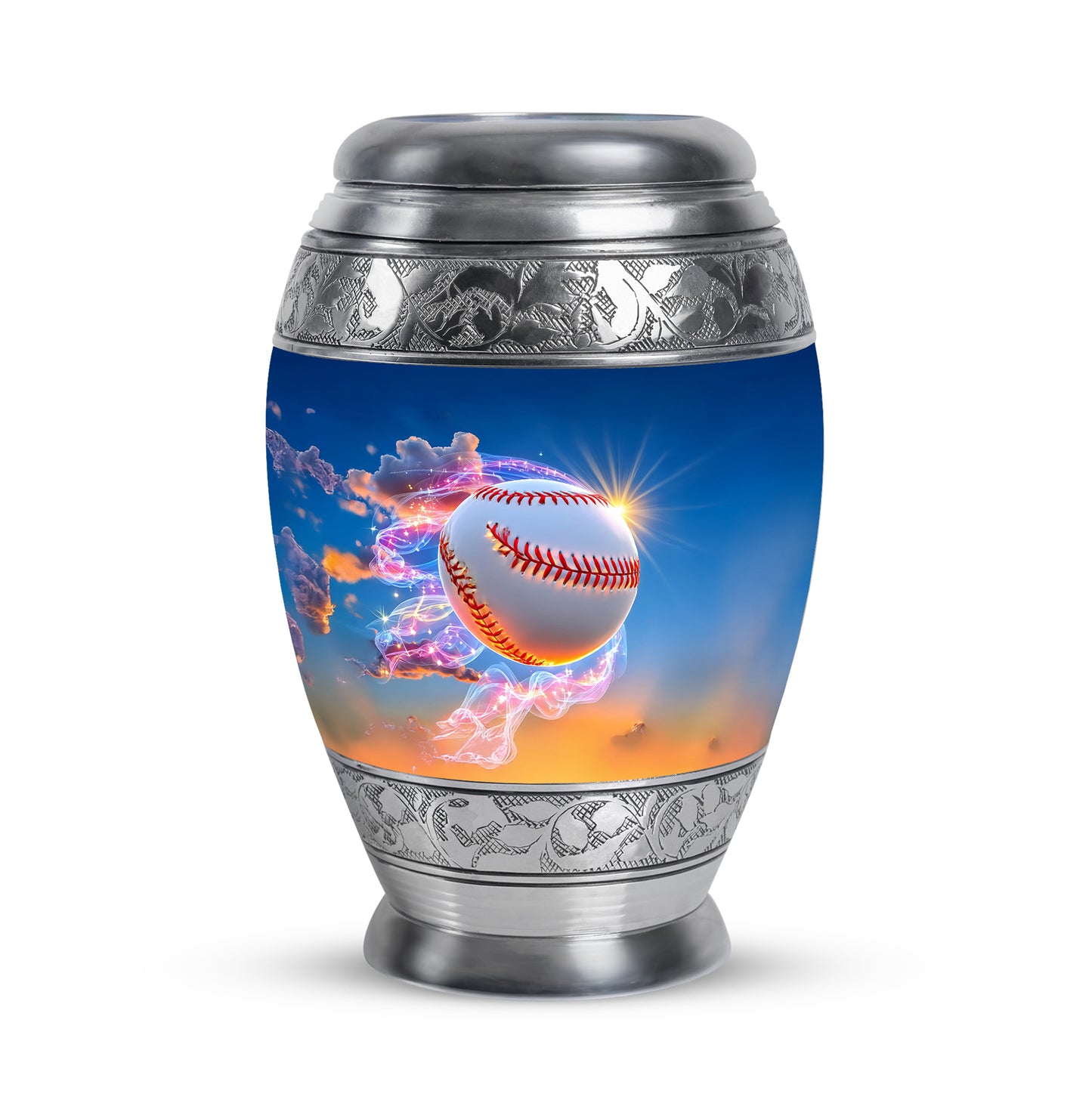 Personalized Blue Revered Baseball Cremation Urns for Human Ashes - 10-inch, 200 cu in - Yatskia