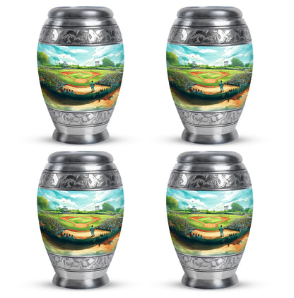Ocean Teal Baseball Cremation Urn urn with complimentary velvet bag - ornate monarch-style baseball relief on brushed aluminum - 10 inch aluminum urn for cremated remains