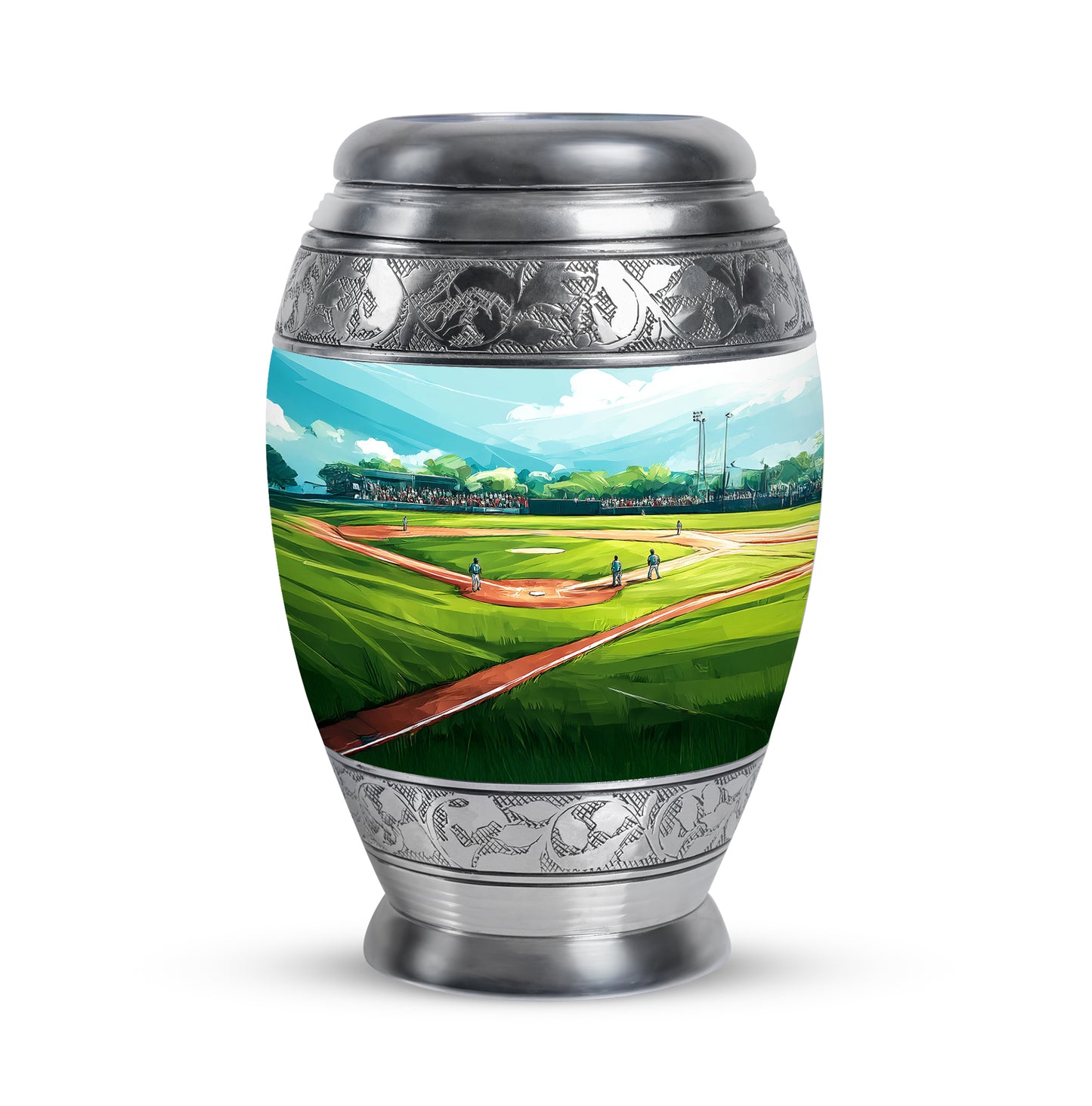 Personalized Eternal Baseball Cremation Urns - Teal 10-inch, 200 cu in - Yatskia