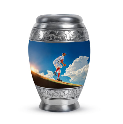 Personalized Baseball Cremation Urns - Pristine Blue 10-inch, 200 cu in - Yatskia