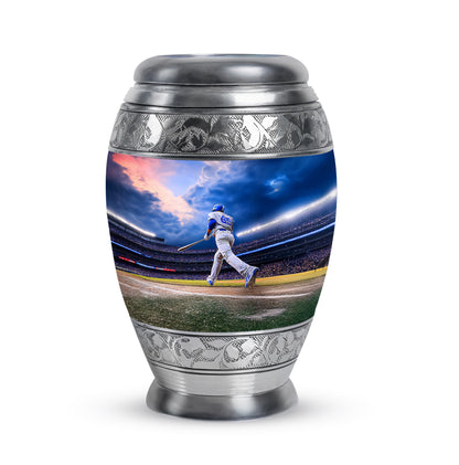 Lustrous Baseball Cremation Urns for Human Ashes - Blue 10-inch - Yatskia