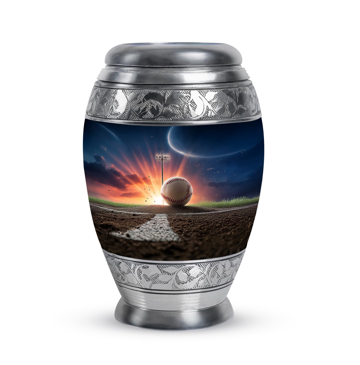 Blue Exquisite Baseball Memorial Urn for Ashes - 10-inch, 200 cu in - Yatskia