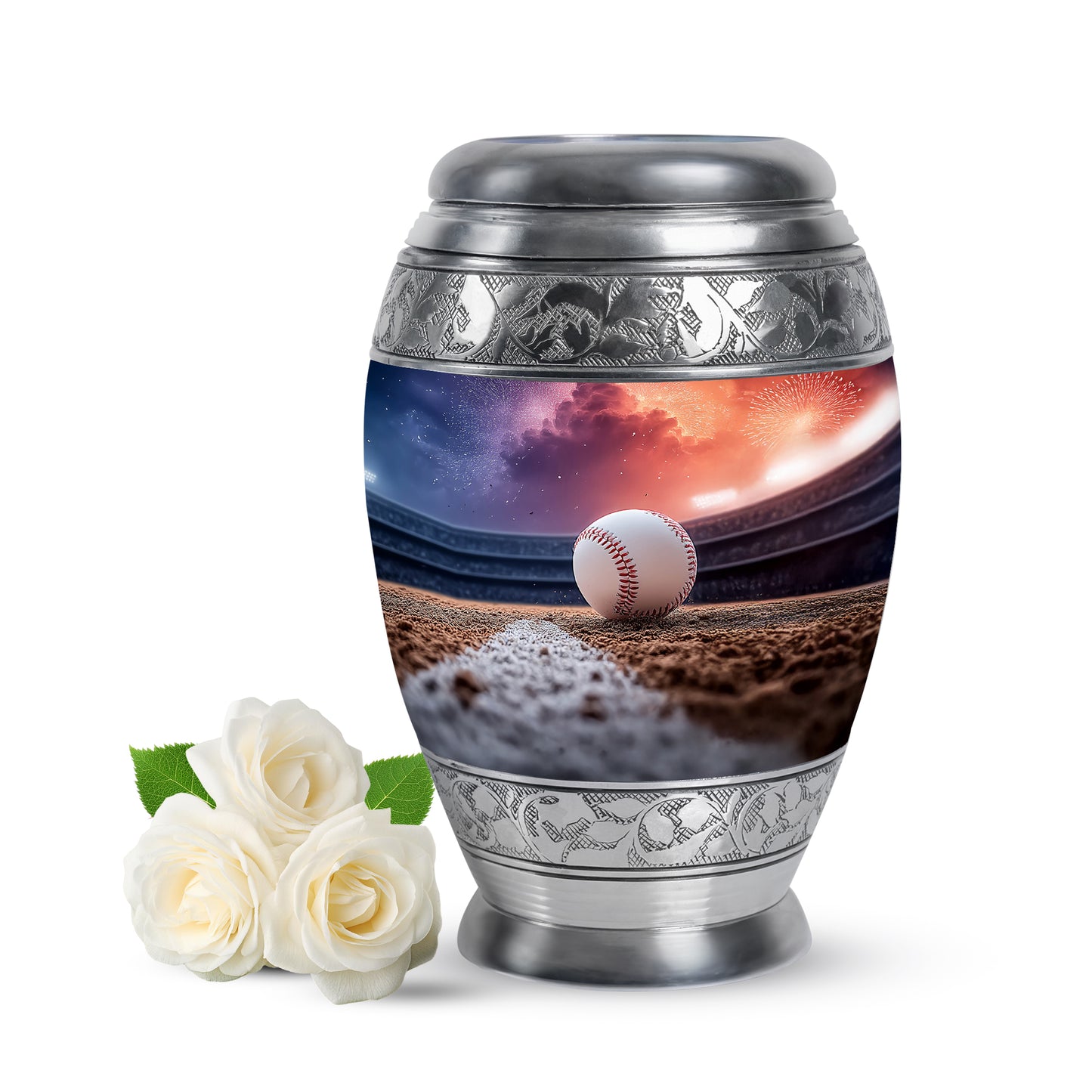 Timeless Purple Baseball Cremation Urn for Ashes - 10-inch, 200 cu in - Yatskia