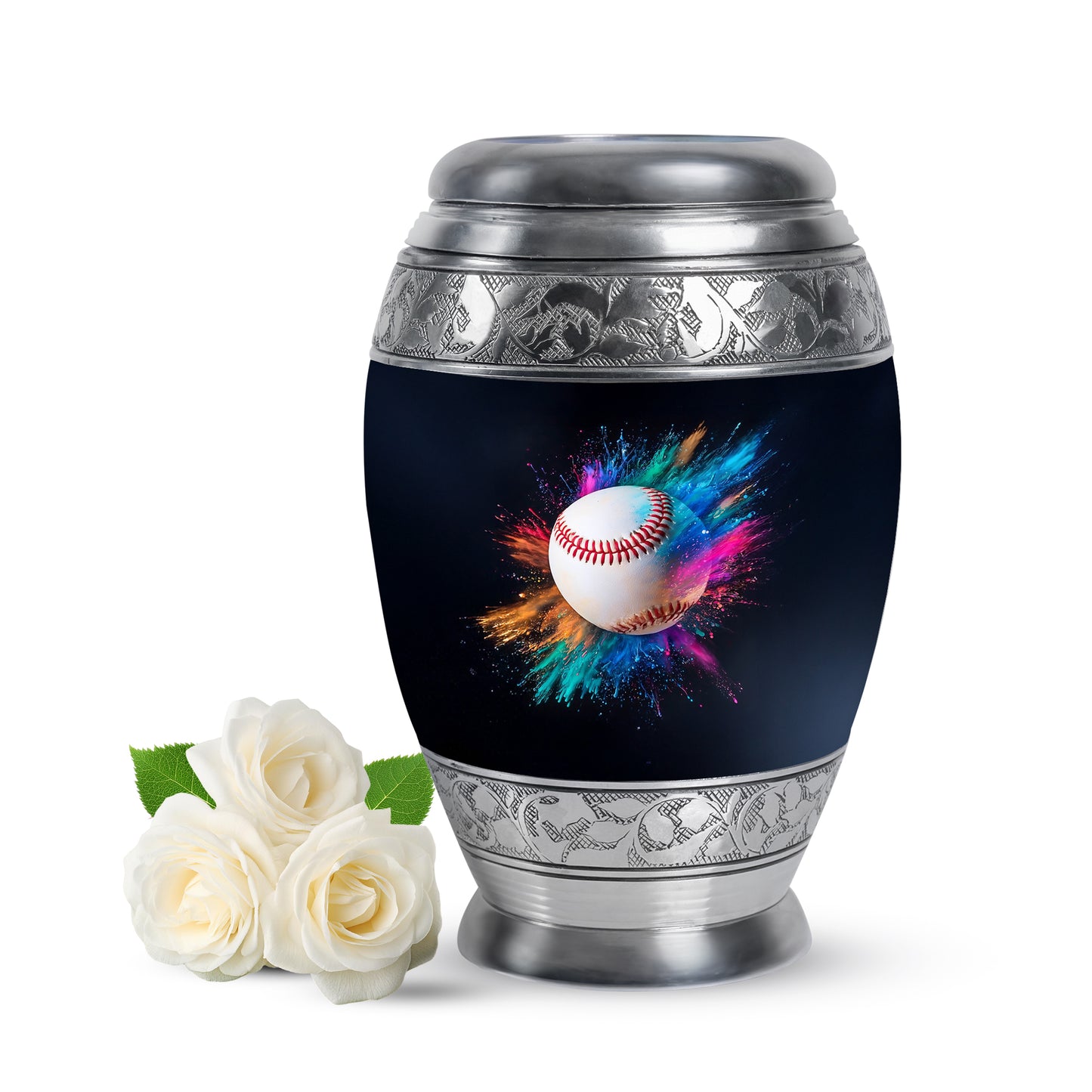 Distinguished Black Baseball Cremation Urn for Ashes - 10-inch, 200 cu in - Yatskia
