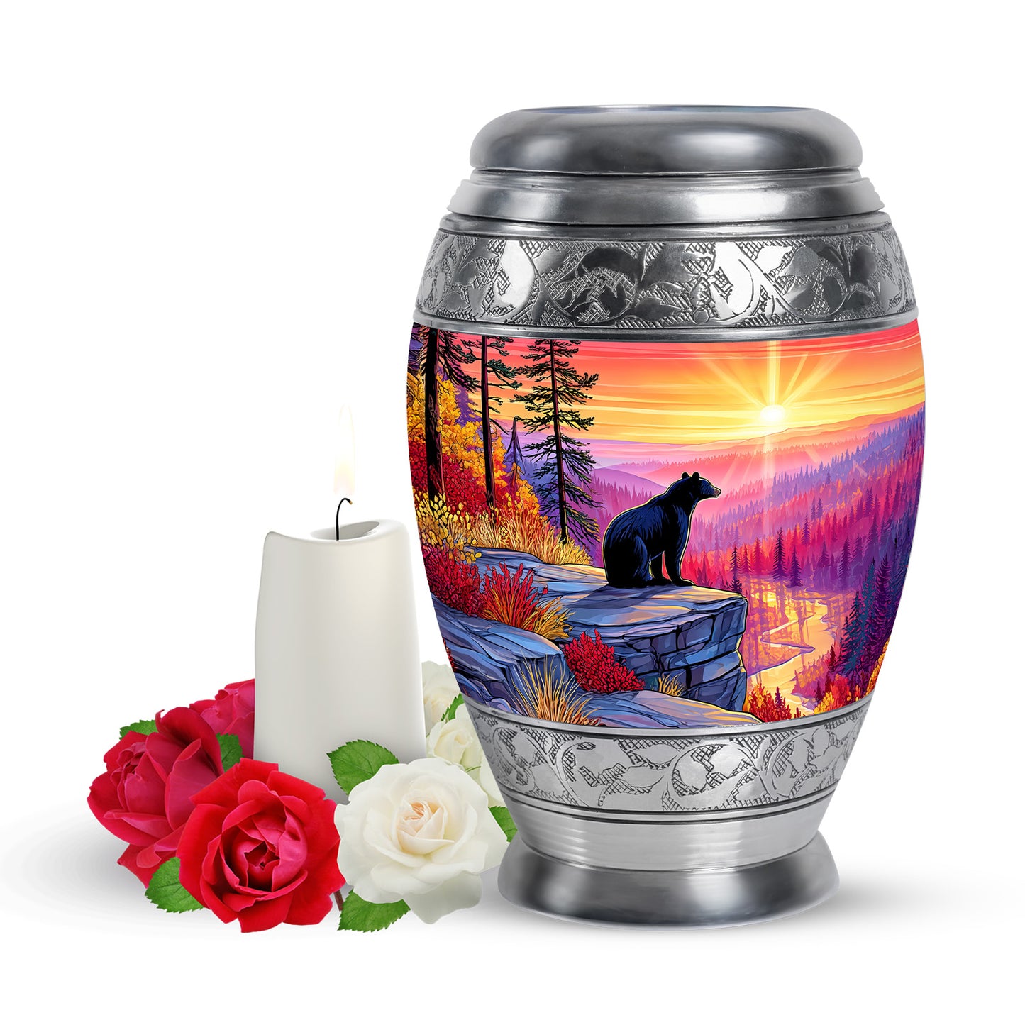 Blessed Bear Cremation Urns for Human Ashes - Red 10-inch - Yatskia