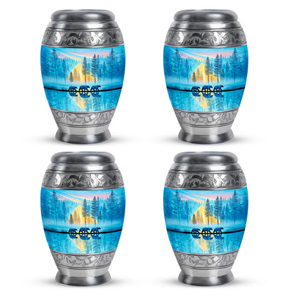 Jewel Teal Bear Cremation Urn urn with complimentary velvet bag - regal bear design with crown-inspired accents - 10 inch aluminum urn for cremated remains