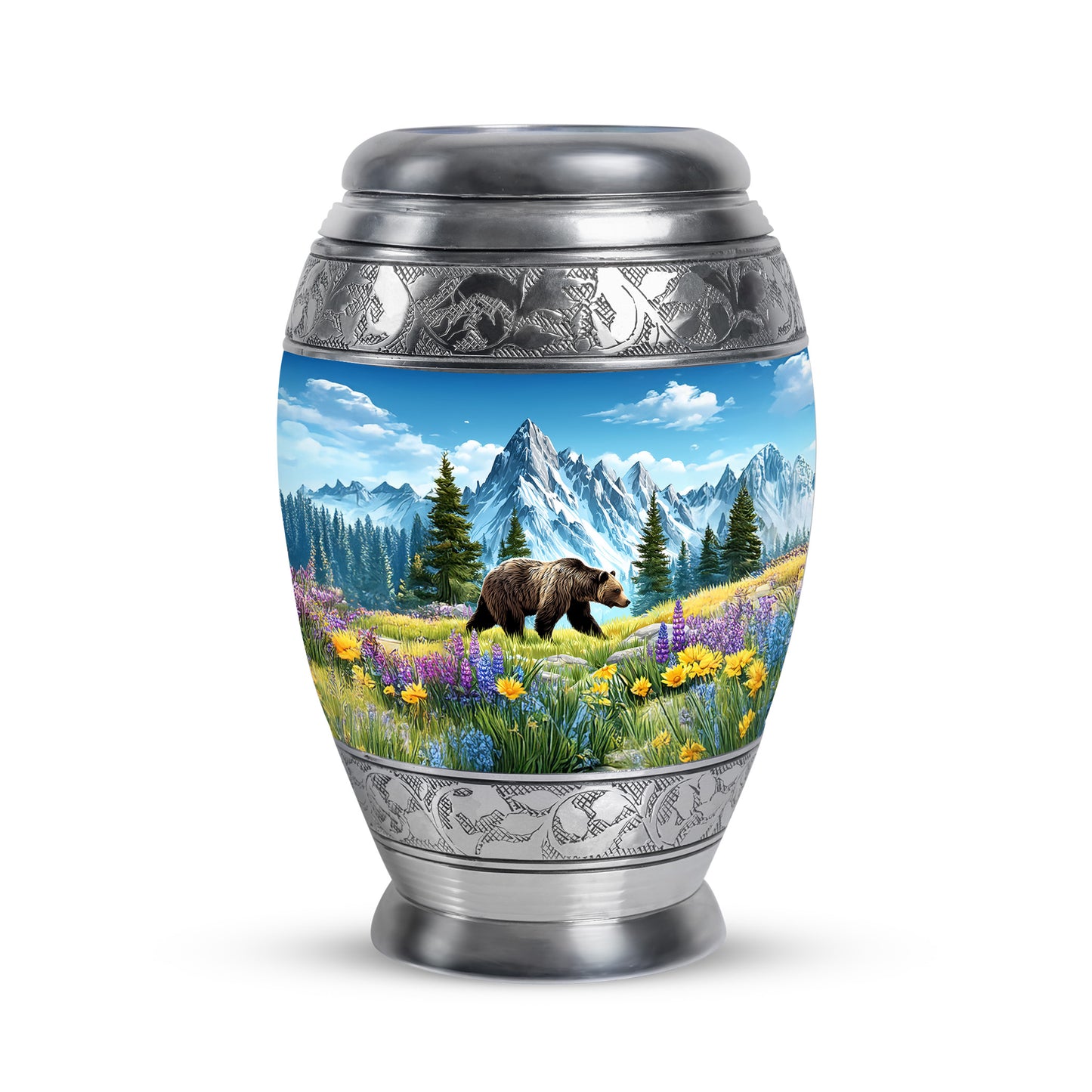 Personalized Eternal Bear Cremation Urns - Blue 10-inch, 200 cu in - Yatskia