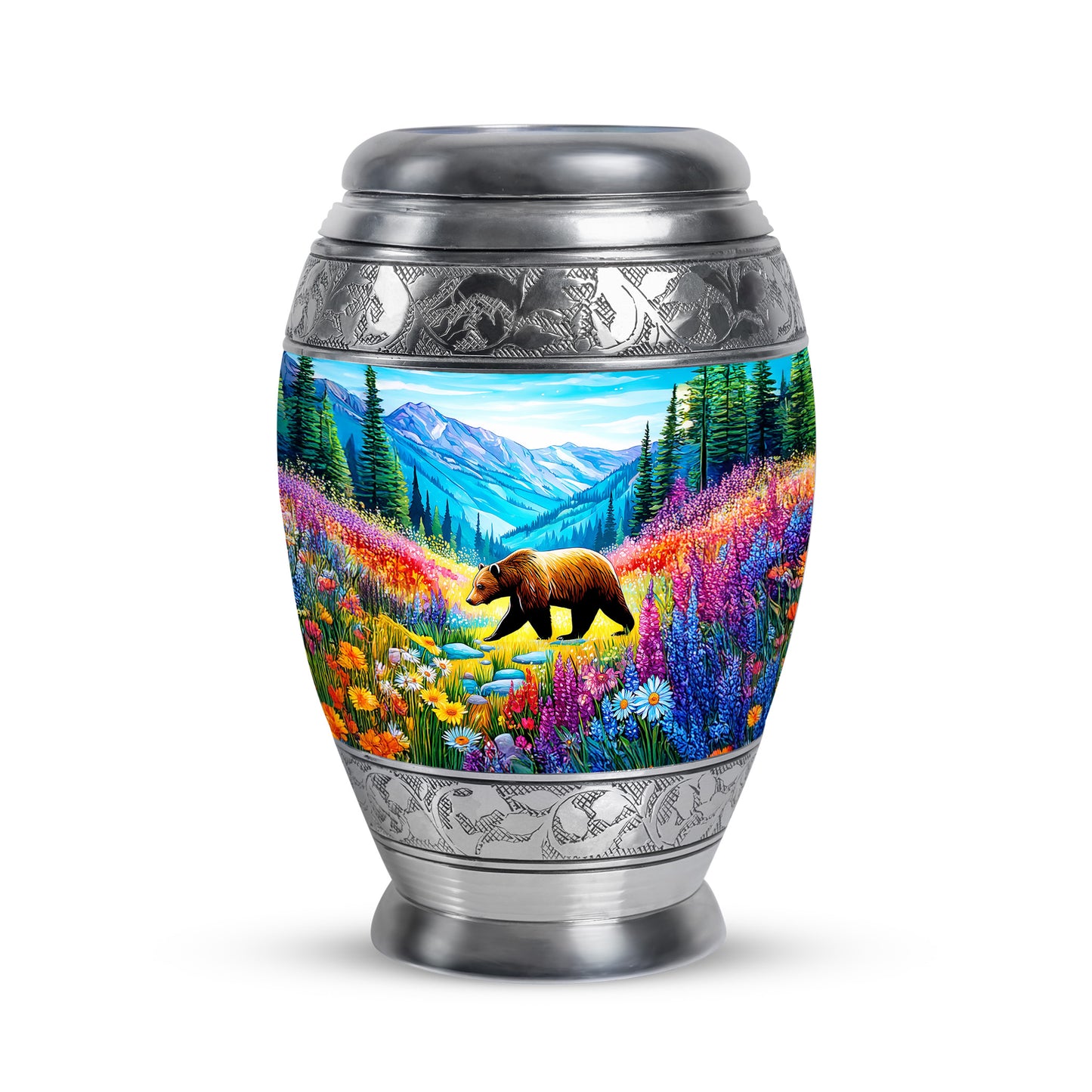 Personalized Teal Heavenly Bear Cremation Urns for Human Ashes - 10-inch, 200 cu in - Yatskia