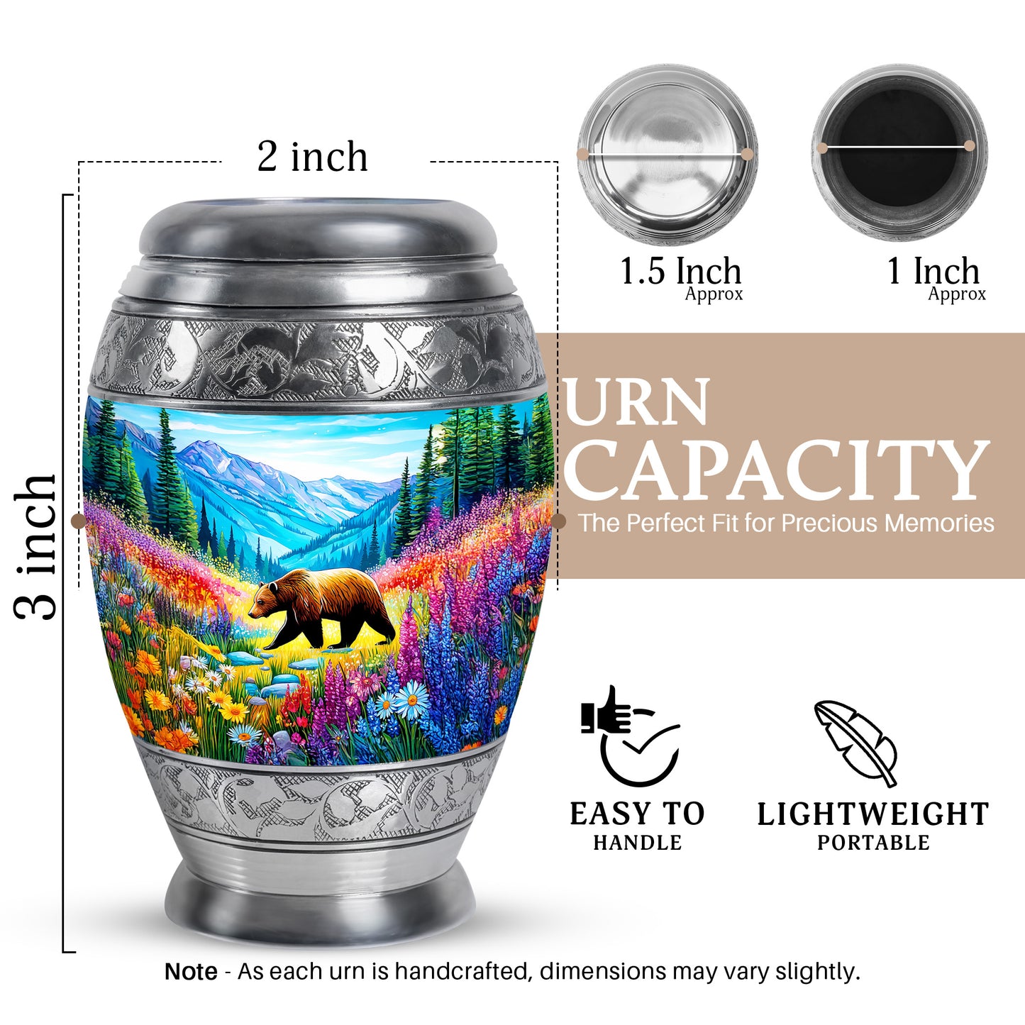 Ocean Teal Bear Cremation Urn lifestyle display on memorial shelf - regal bear design with crown-inspired accents - mini keepsake memorial for portion of cremation ashes