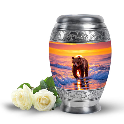 Red Stately Bear Cremation Urns for Human Ashes - 10-inch, 200 cu in - Yatskia