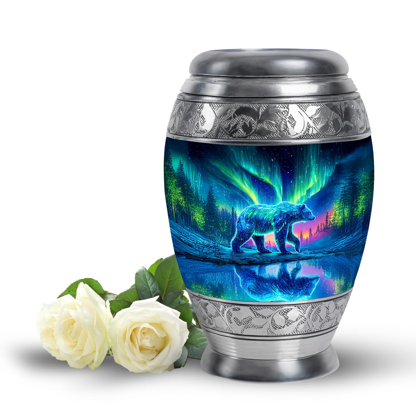 Everlasting Blue Bear Beacon Urn for Human Ashes - 10-inch, 200 cu in - Yatskia