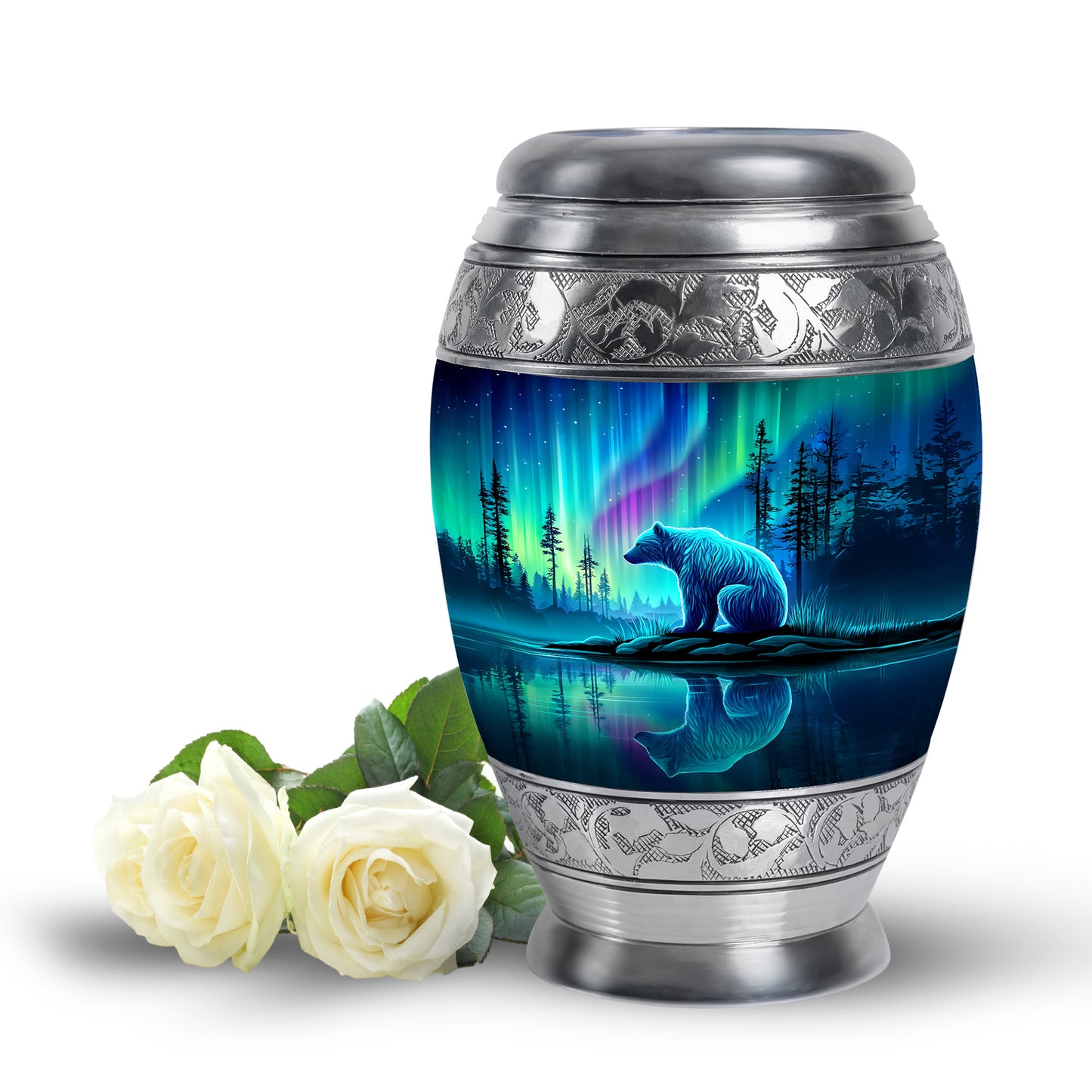 Personalized Eternal Bear Cremation Urns - Blue 10-inch, 200 cu in - Yatskia