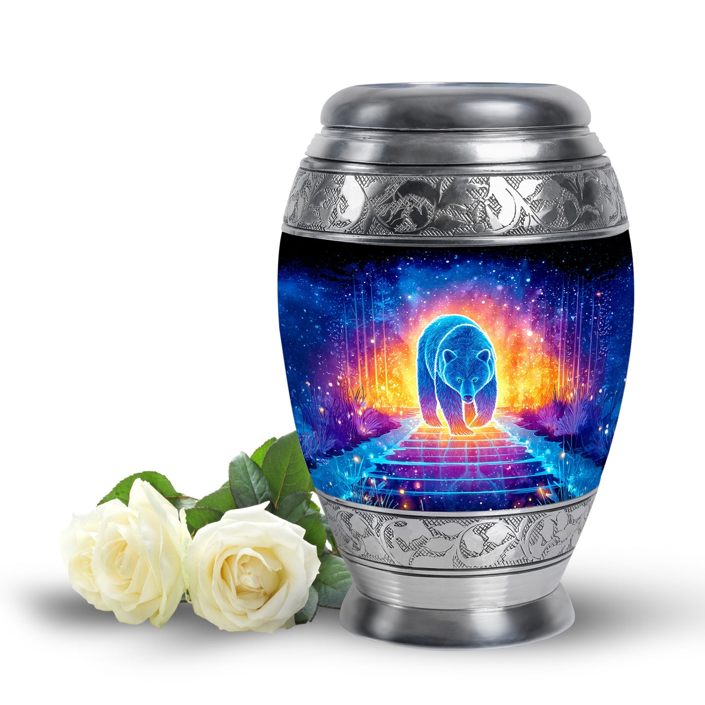Harmonious Bear Cremation Urns for Human Ashes - Black 10-inch - Yatskia