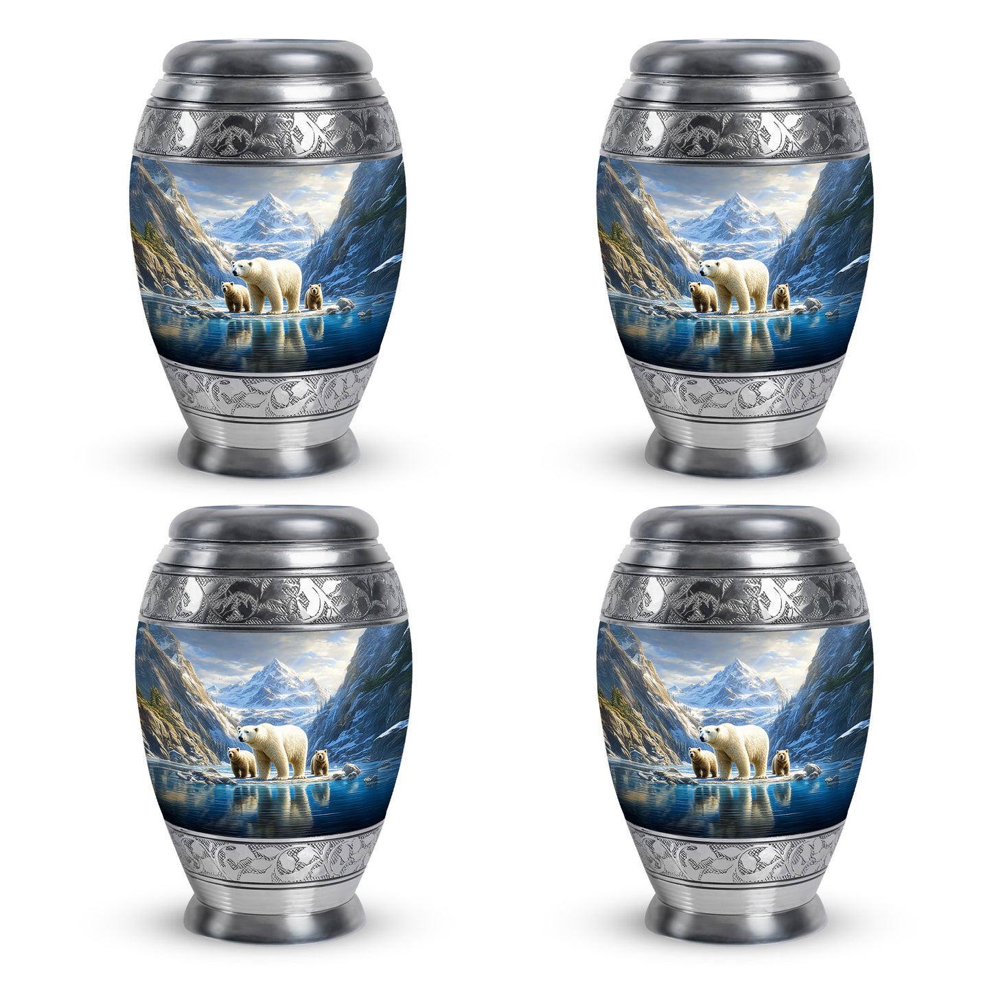 Sky Blue Bear Cremation Urn urn with complimentary velvet bag - regal bear design with crown-inspired accents - 10 inch aluminum urn for cremated remains