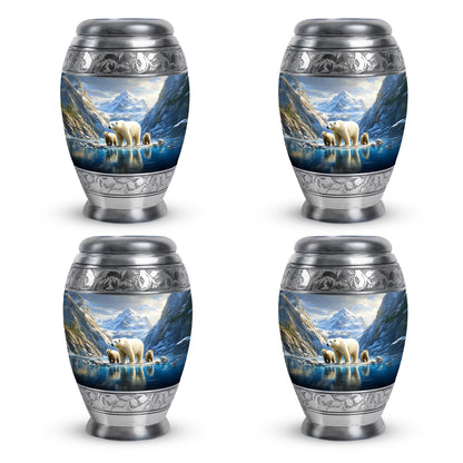 Sky Blue Bear Cremation Urn urn with complimentary velvet bag - regal bear design with crown-inspired accents - 10 inch aluminum urn for cremated remains