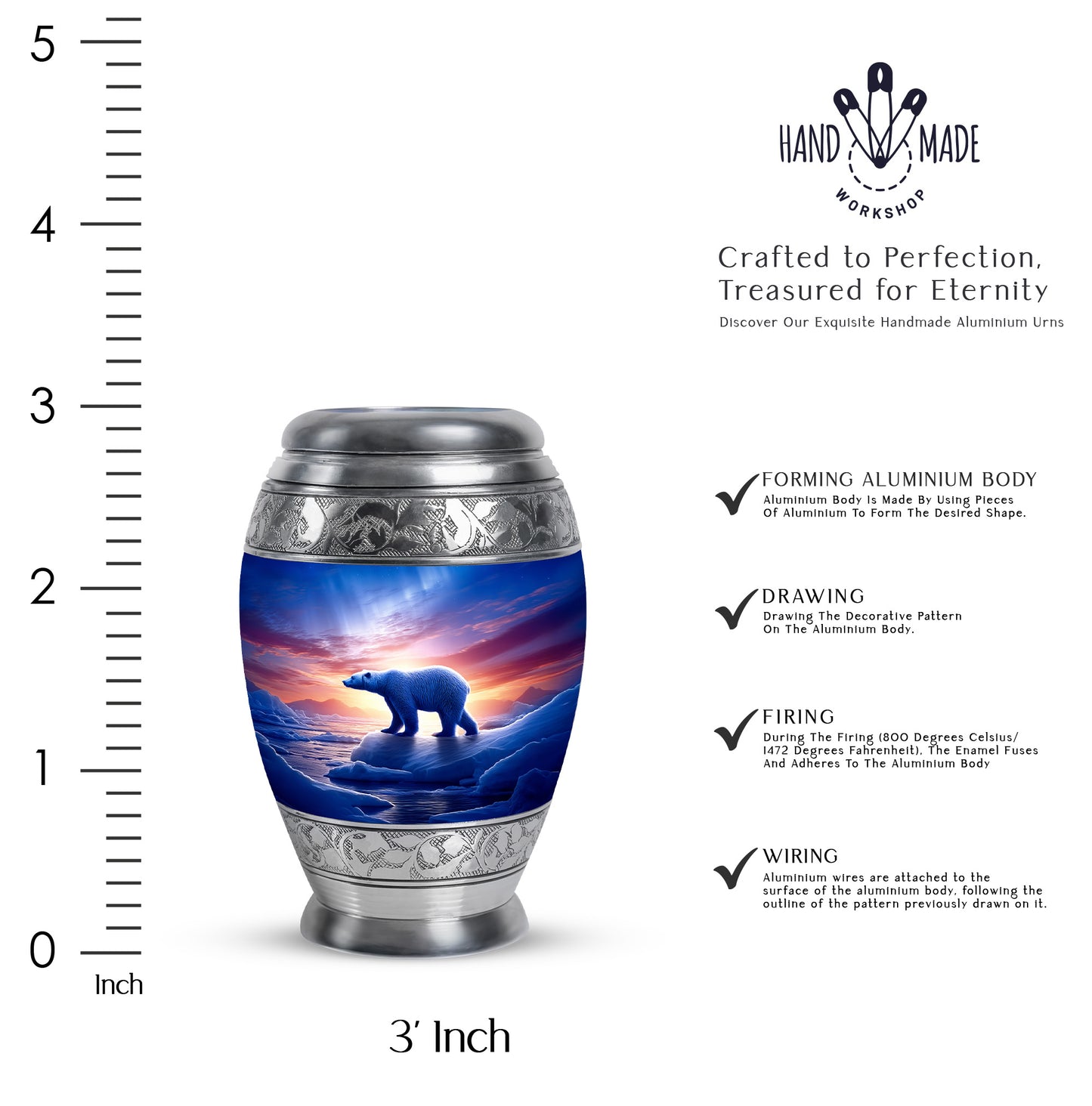 Celestial Blue Bear Cremation Urn lifestyle display on memorial shelf - regal bear design with crown-inspired accents - mini keepsake memorial for portion of cremation ashes