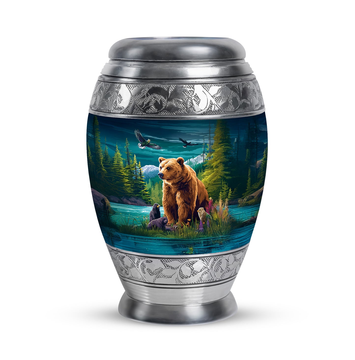 Personalized Teal Heavenly Bear Cremation Urns for Human Ashes - 10-inch, 200 cu in - Yatskia