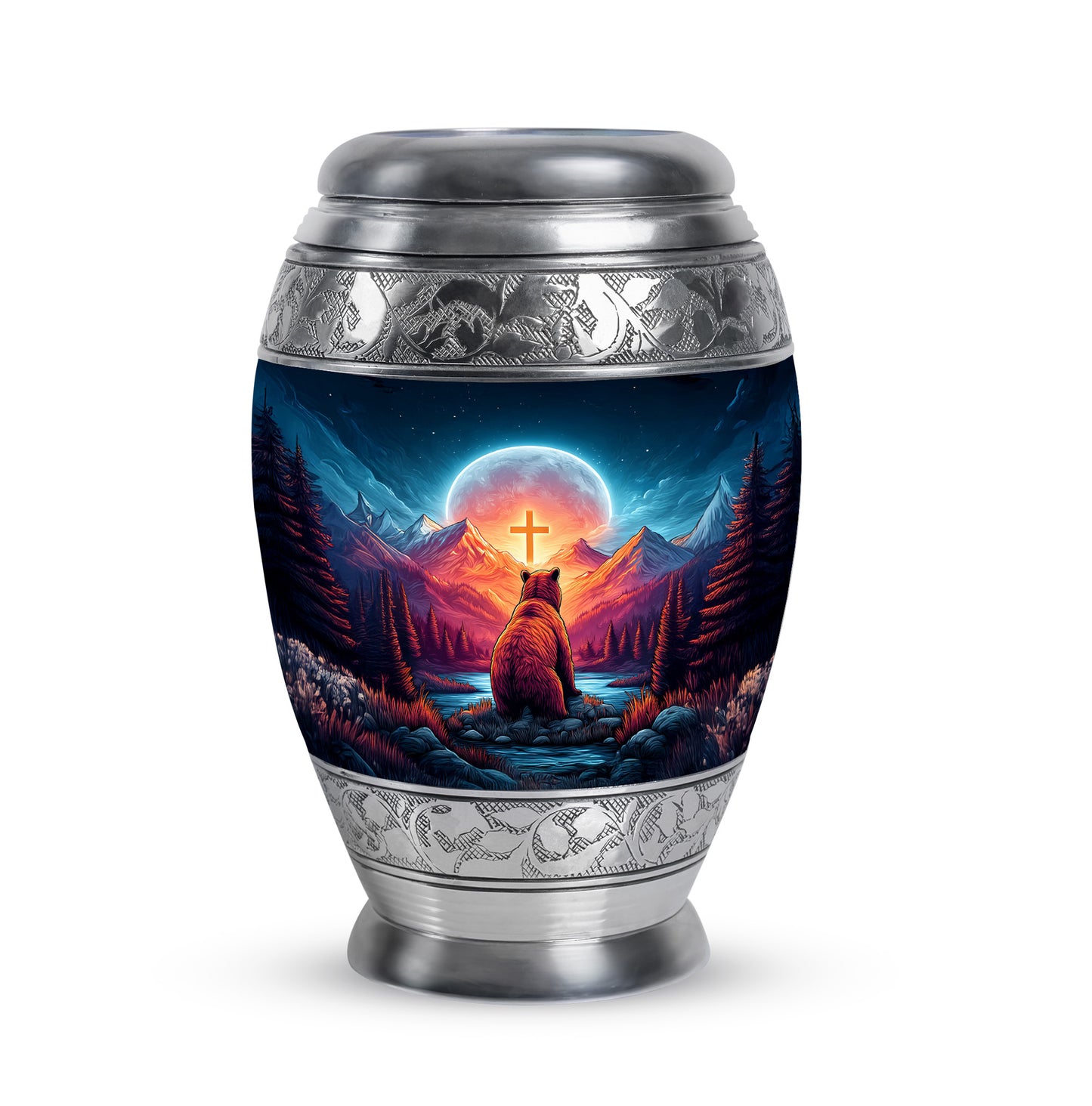 Ethereal Bear Memorial Cremation Urns - Blue 10-inch, 200 cu in - Yatskia