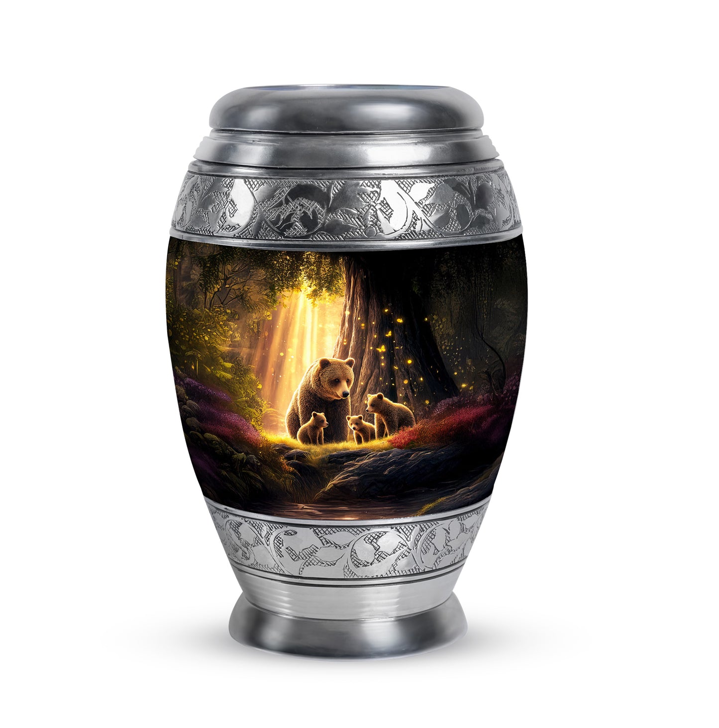 Personalized Elegant Bear Cremation Urns - Black 10-inch, 200 cu in - Yatskia
