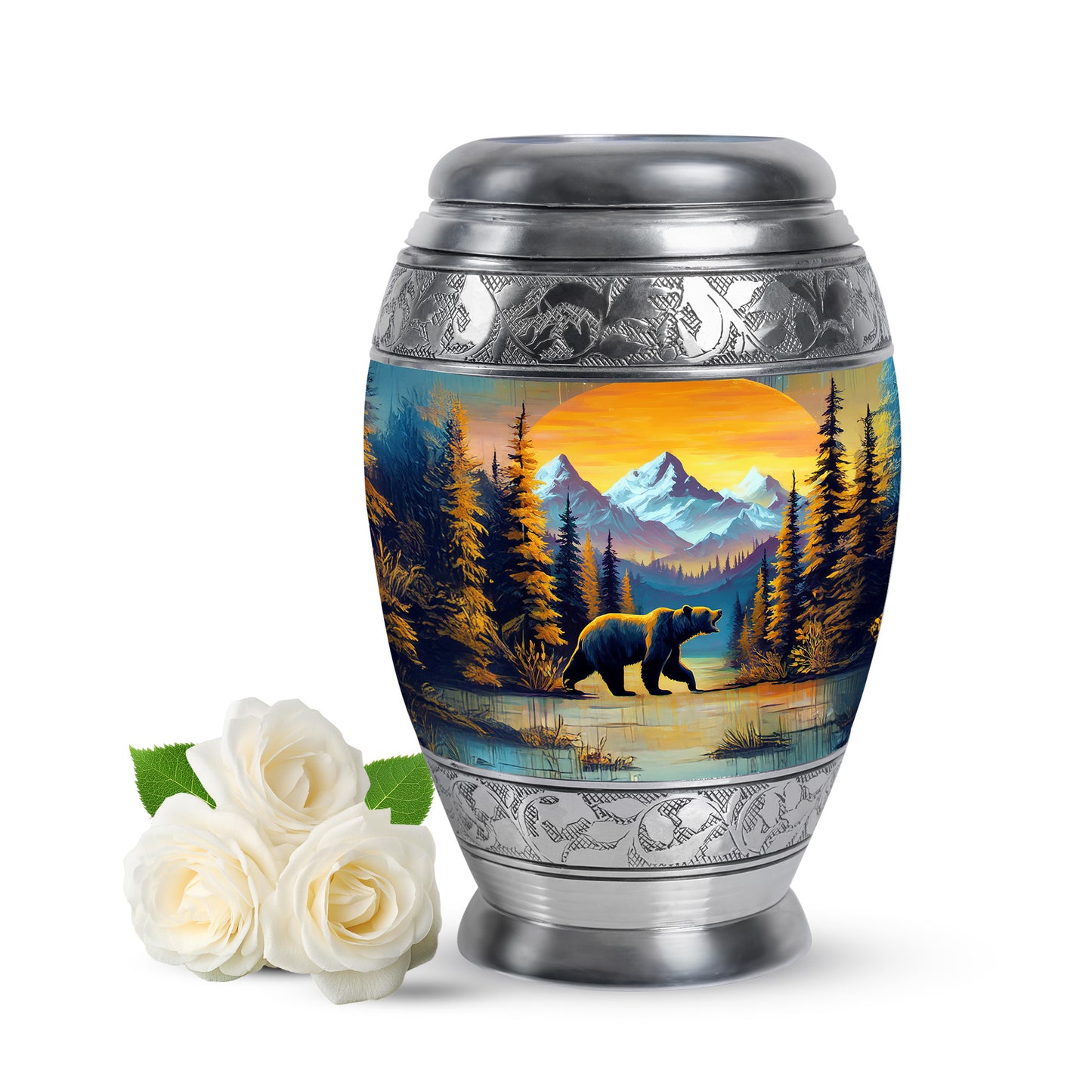 Gold Bear Cremation Urns - Enduring Sentinel 10-inch, 200 cu in - Yatskia