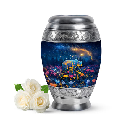 Blue Treasured Bear Cremation Urns for Human Ashes - 10-inch, 200 cu in - Yatskia