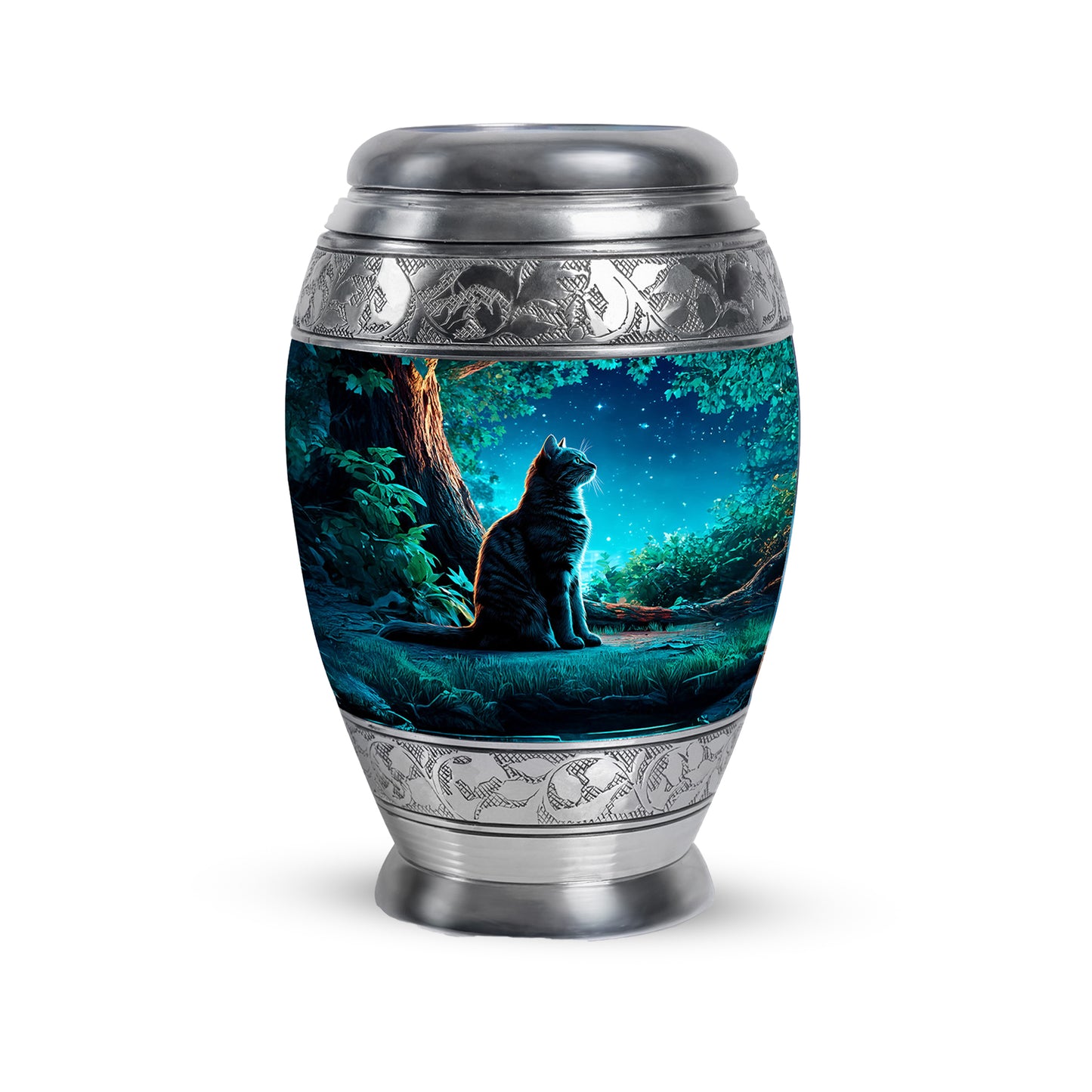 Blue Cat Journey Cremation Urns for Human Ashes - 10-inch, 200 cu in - Yatskia
