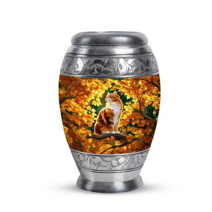 Gold Cat Cremation Urns - Opulent Testament 10-inch, 200 cu in - Yatskia
