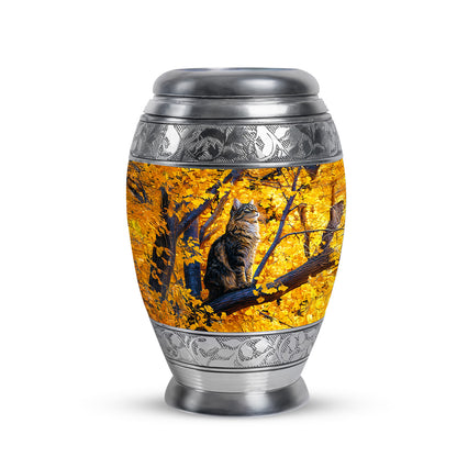 Gold Cat Cremation Urns - Glorious Comfort 10-inch, 200 cu in - Yatskia