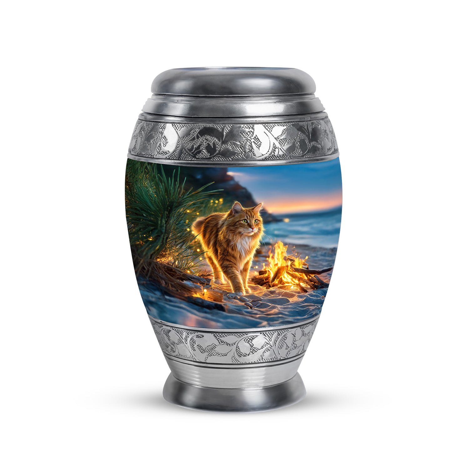 Personalized Blue Cat Cremation Urns for Ashes - Peaceful 10-inch - Yatskia