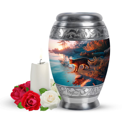 Personalized Blue Heavenly Cat Cremation Urns for Human Ashes - 10-inch, 200 cu in - Yatskia