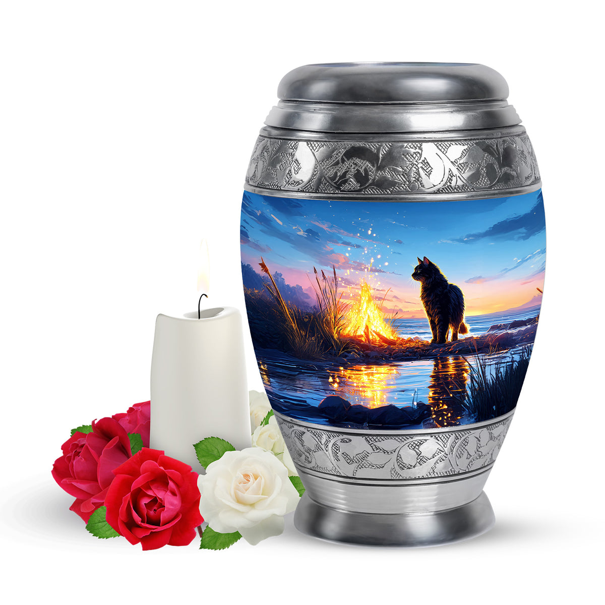 Personalized Blue Cat Cremation Urns for Ashes - Captivating - Yatskia