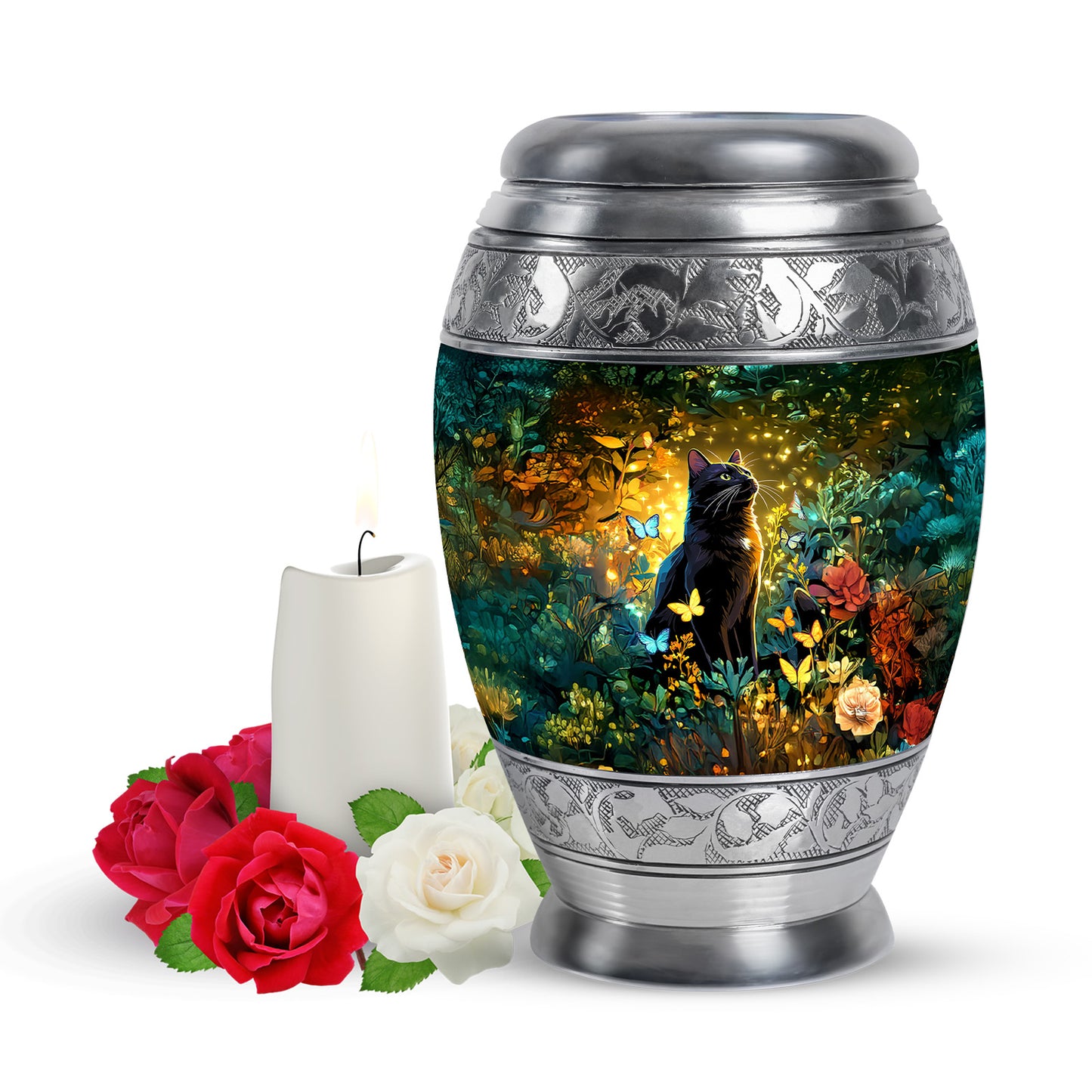 Personalized Eternal Cat Cremation Urns - Gold 10-inch, 200 cu in - Yatskia