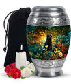 Black Cat Cremation Urn for Human Ashes - Colorful Butterflies Memorial Urn