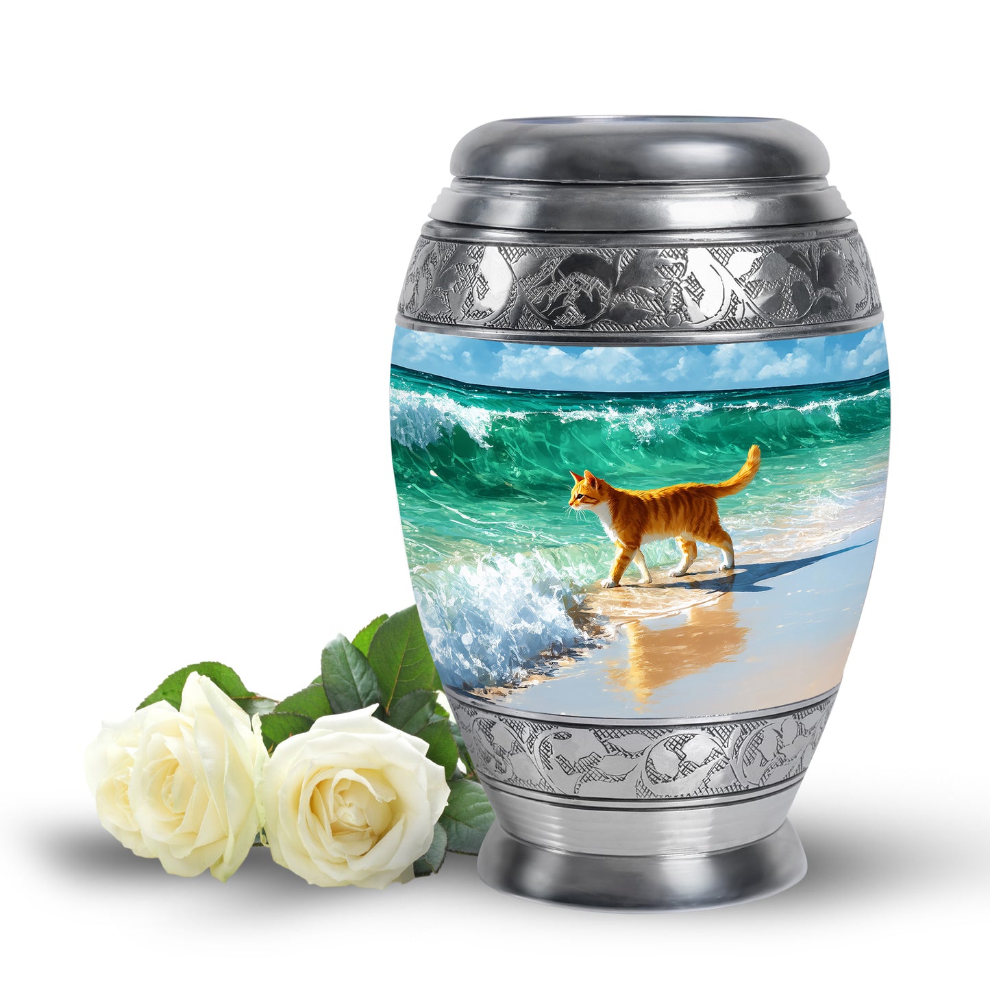 Hallowed Cat Cremation Urns for Human Ashes - Blue 10-inch - Yatskia